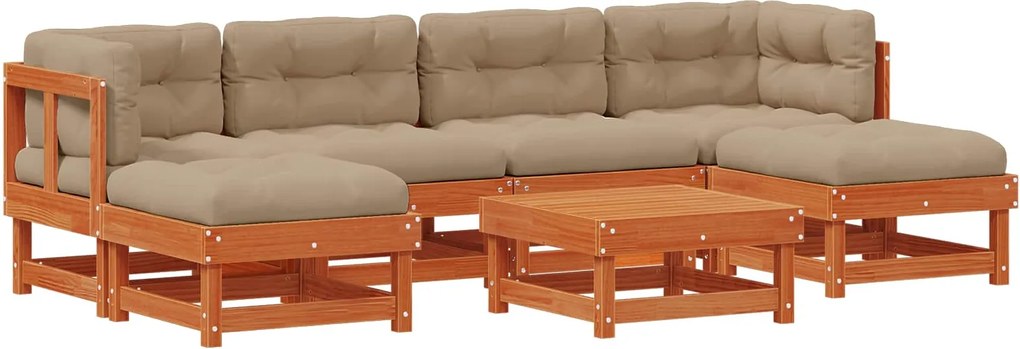 vidaXL Set de lounge pentru grădină 7 pcs Maro Ceară Lemn masiv de pin