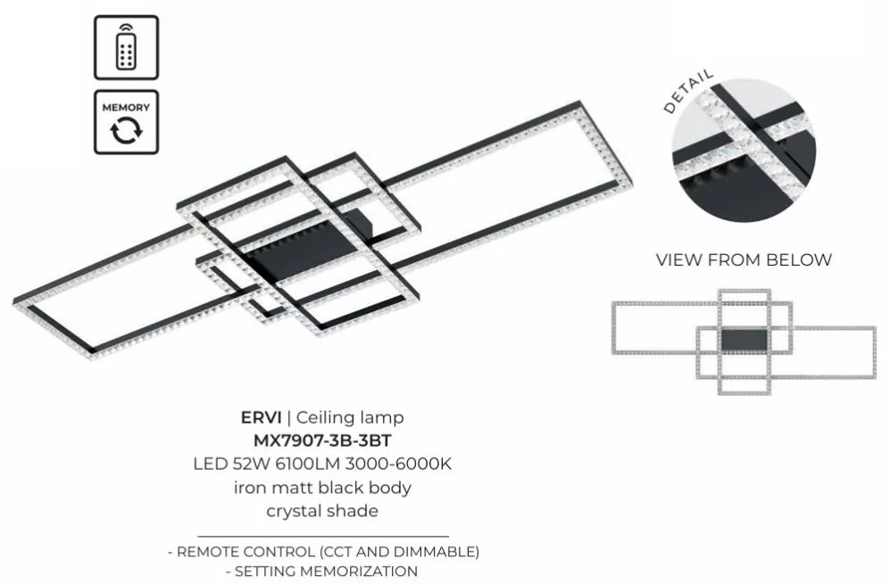 Lustra aplicata LED CCT si telecomanda Ervi