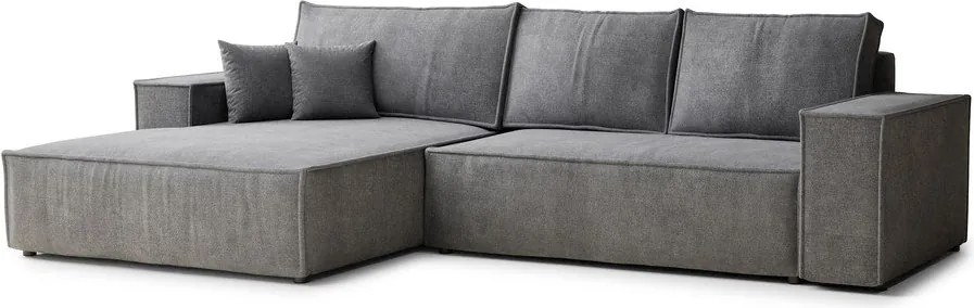 Colțar gri extensibil/cu spațiu de depozitare cu tapițerie din chenille (cu colț pe partea stângă/cu șezlong) Maze – Maison de Rêve