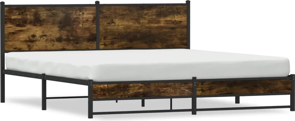 vidaXL Cadru de pat metalic fără saltea, stejar fumuriu, 183x213 cm