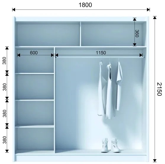 Dulap cu oglindă SABRINA 180x215 cm, stejar sonoma