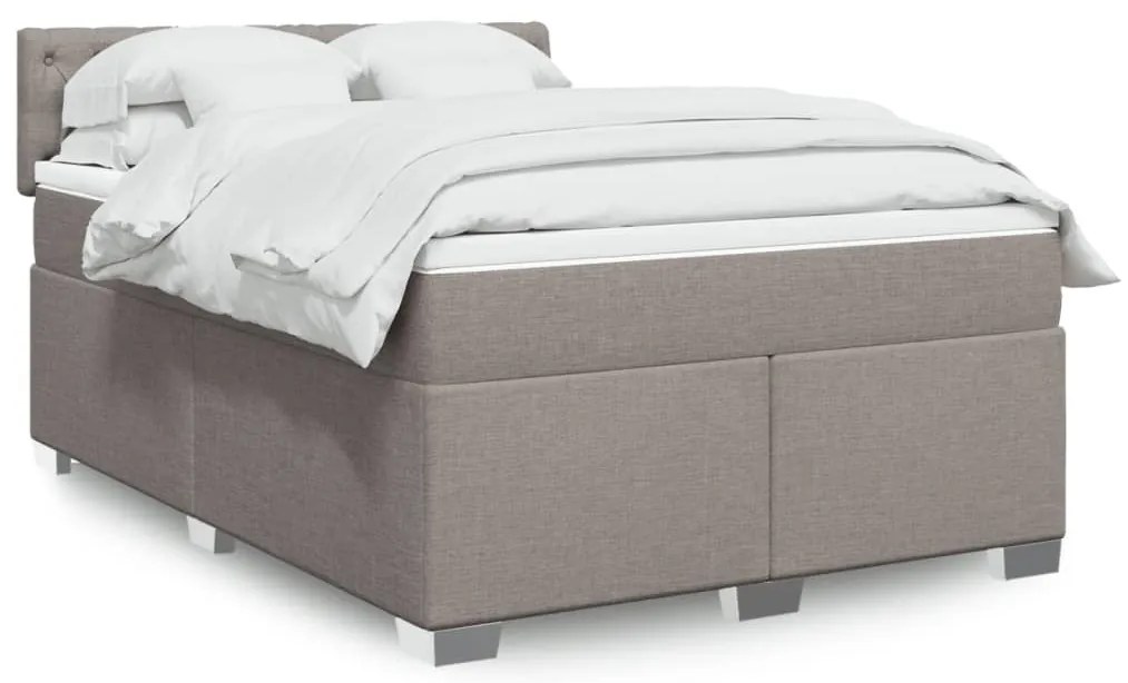 vidaXL Pat continental cu saltea gri taupe 140x200 cm material textil