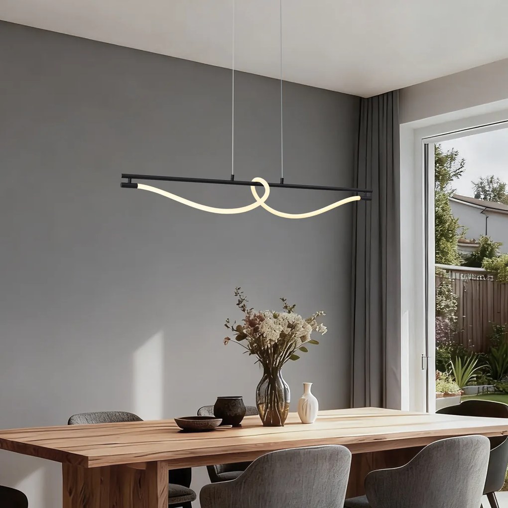 Suspensie modernă neagră cu LED integrat, dimabilă în 3 trepte - Twirl