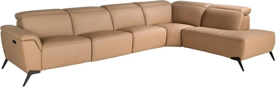 Coltar modular LUX design italian cu sezlong dreapta Piele Naturala, Brown