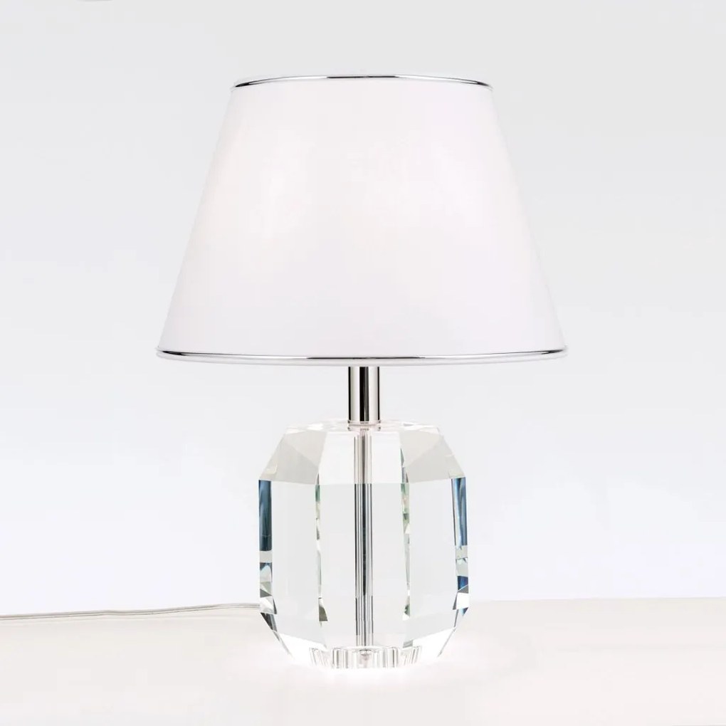 Veioza design lux cu cristal K9 ALEXIS alb/crom
