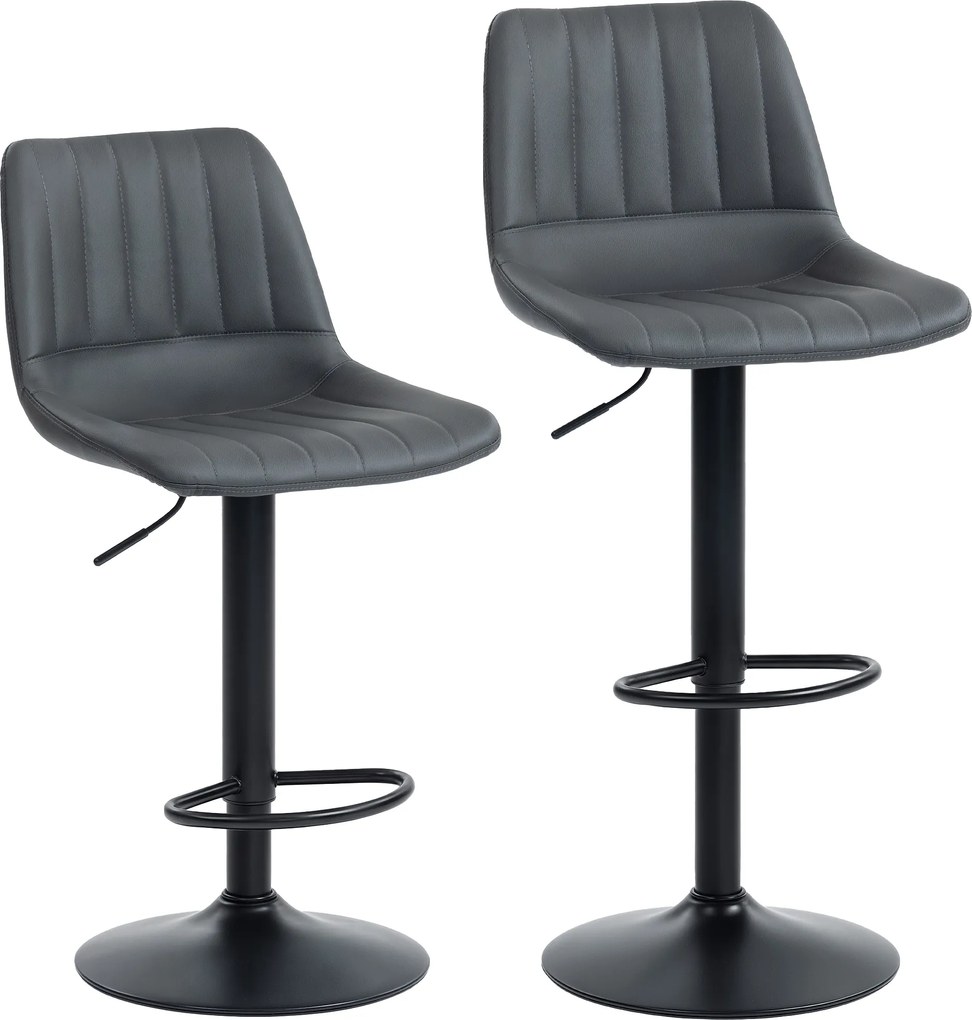 HOMCOM Set 2 taburete bar în design retro, cu suport pentru picioare, reglabil pe înălțime, 43 cm x49,5 cm x 111 cm | Aosom Romania