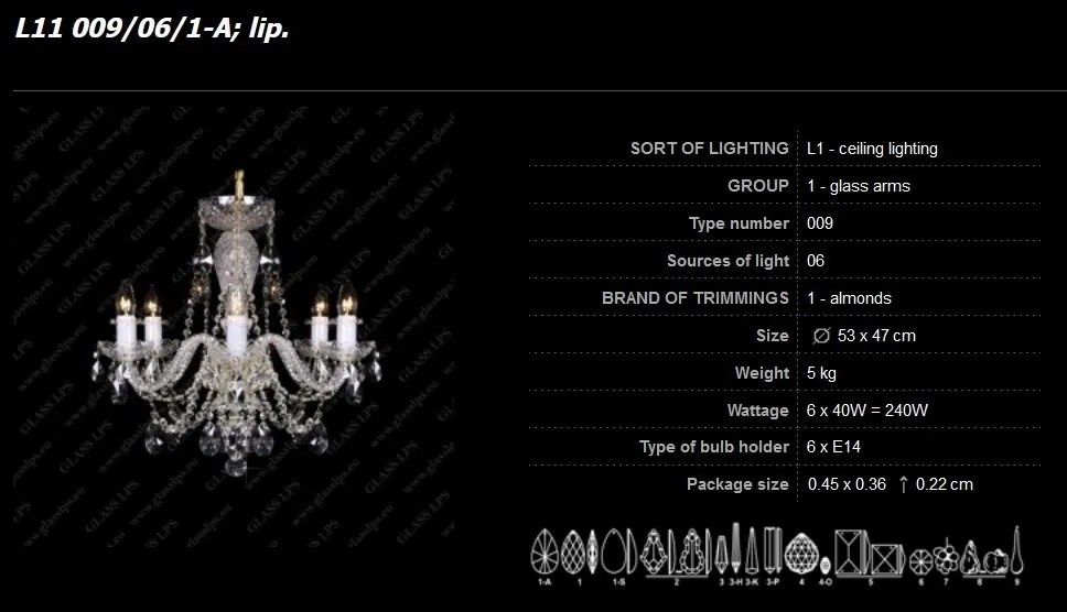 Lustra 6 brate cristal Bohemia L11 009/06/1-A