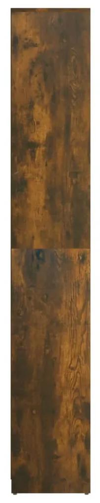 Dulap de baie, stejar fumuriu, 30x30x183,5 cm, lemn prelucrat Stejar afumat, Fara maner, 1