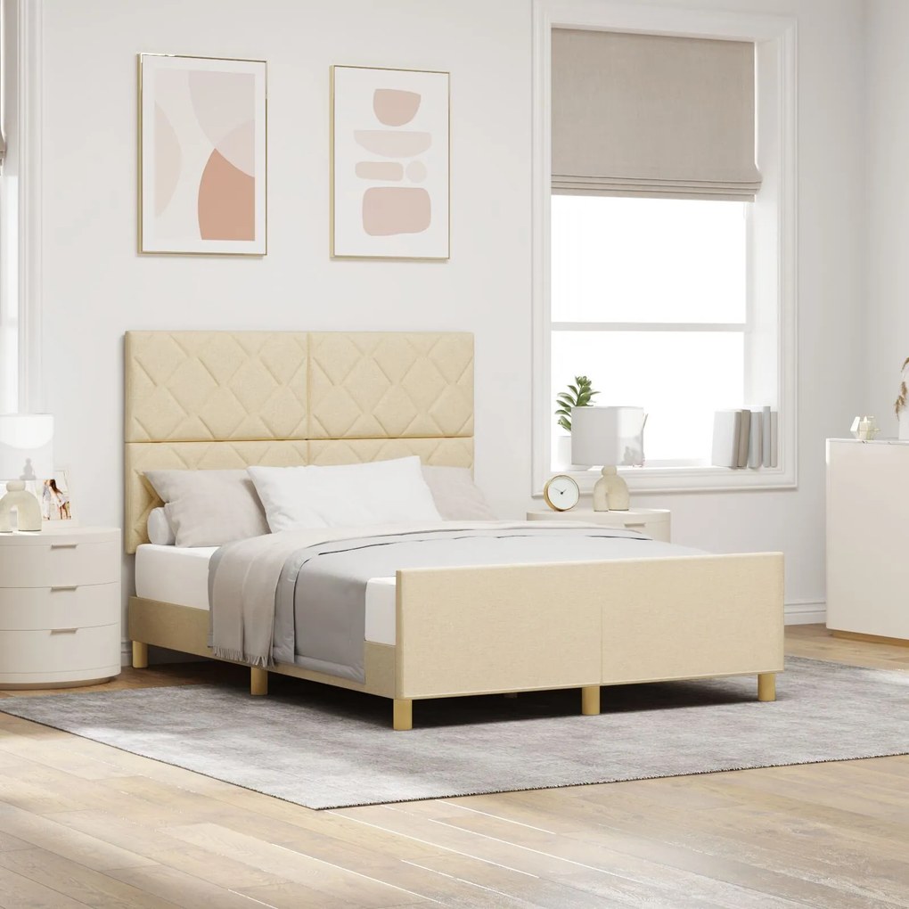 vidaXL Cadru de pat, crem, 140x200 cm, textil