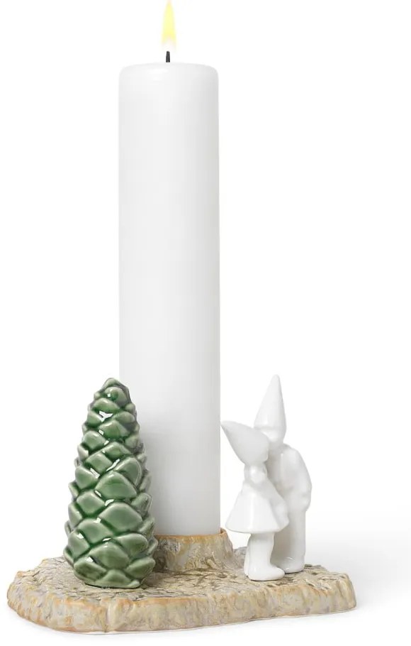 Suport din gresie pentru lumânări de Crăciun Kähler Design Christmas Kiss, lungime 17 cm