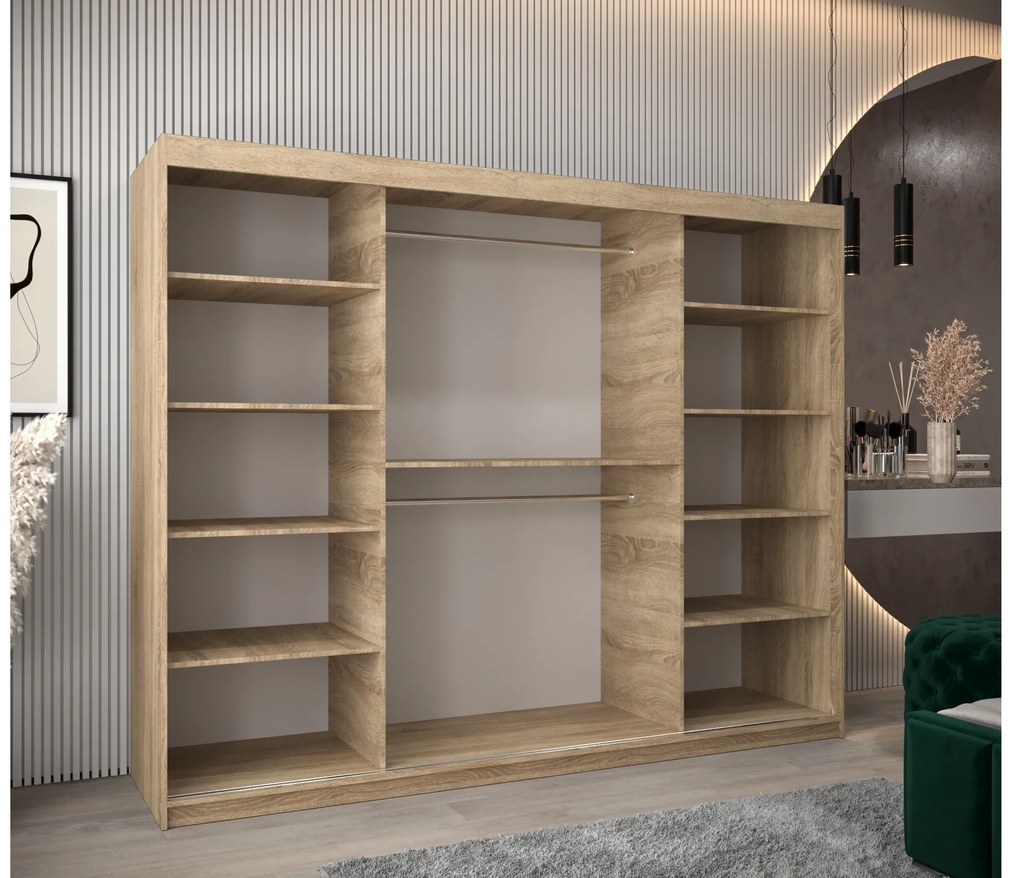 Dulap de haine 250 cm Toki (stejar sonoma + negru mat). 1064871