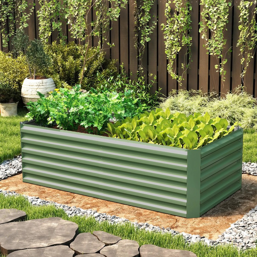 Outsunny Pat de grădină ridicat din oțel galvanizat, cu fund deschis, 180 x 90 x 57,5 cm, verde deschis | Aosom Romania