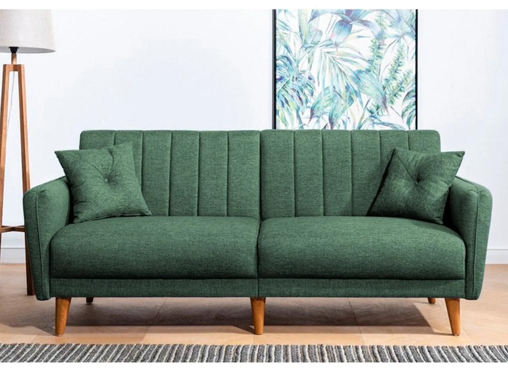 Canapea extensibila cu 3 Locuri Aqua, Verde, 202 x 85 x 80 cm