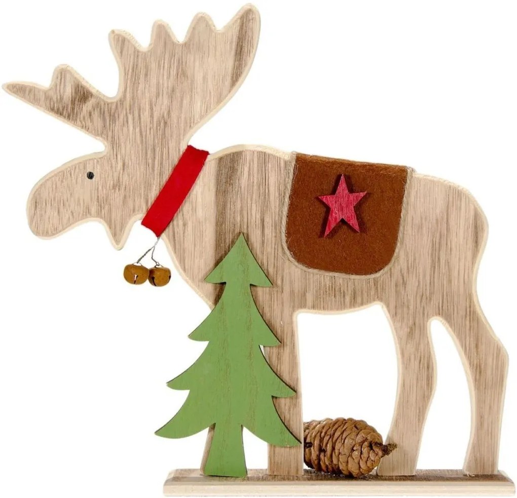 Figurina Ren decor X-mas lemn 27 cm x 29 cm