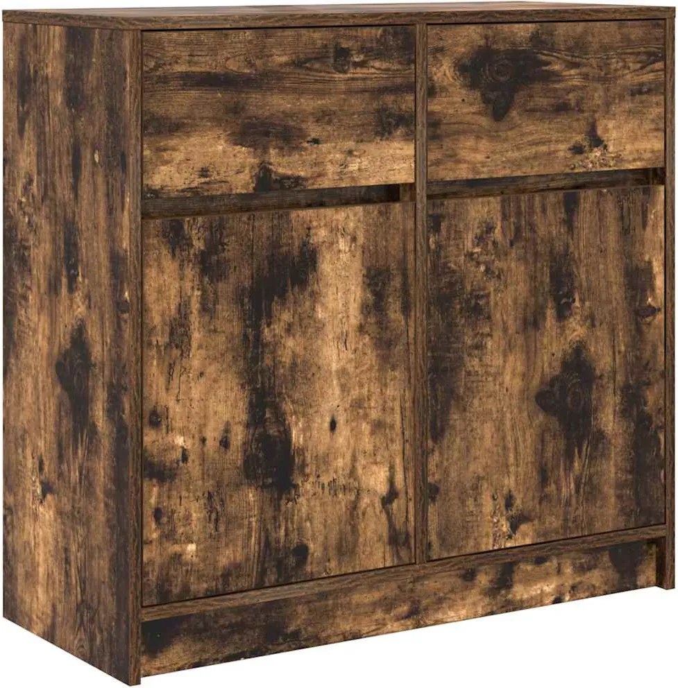 vidaXL Bufetă cu sertar stejar afumat 80x34x76 cm lemn de stratificat