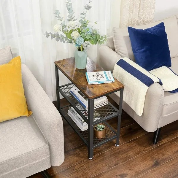 Măsuță laterală ELDUR maro/negru