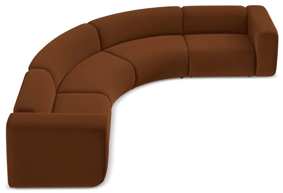 Colțar portocaliu/maro cu tapițerie din catifea Ekahi – Makamii