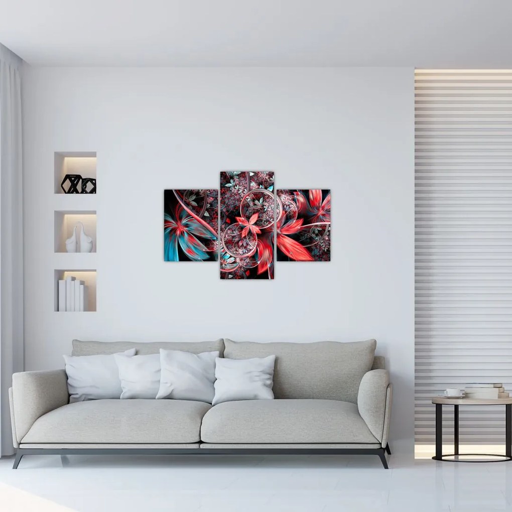 Tablou abstract cu flori exotice (90x60 cm)