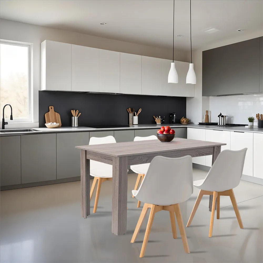 Set de masă Zara 4+1 alb-stejar York