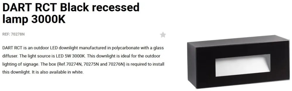 Spot LED incastrabil de exterior IP65 iluminat ambiental DART RCT negru
