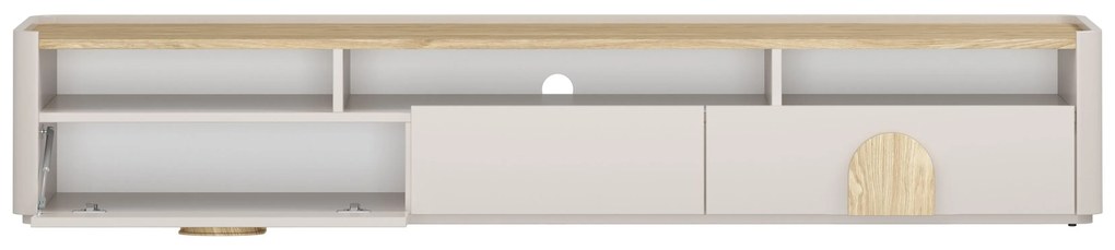 Comodă TV Amilio 200 cm cu sertare - cashmere / stejar uleiat / mânere stejar deschis