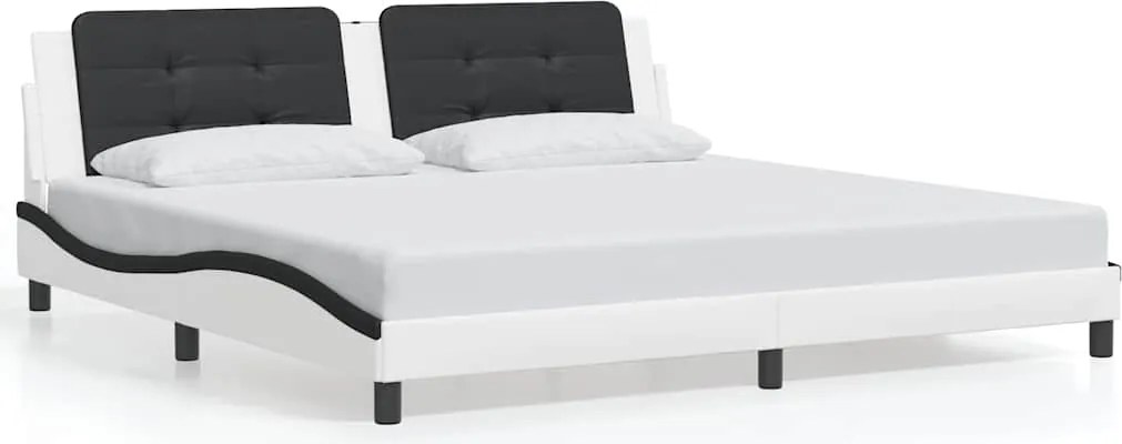 vidaXL Cadru de pat fără saltea Zadar alb și negru 200x200cm piele artificială