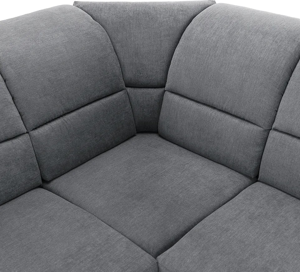 Colţar extensibil, material textil gri, model stânga, SANTIAGO