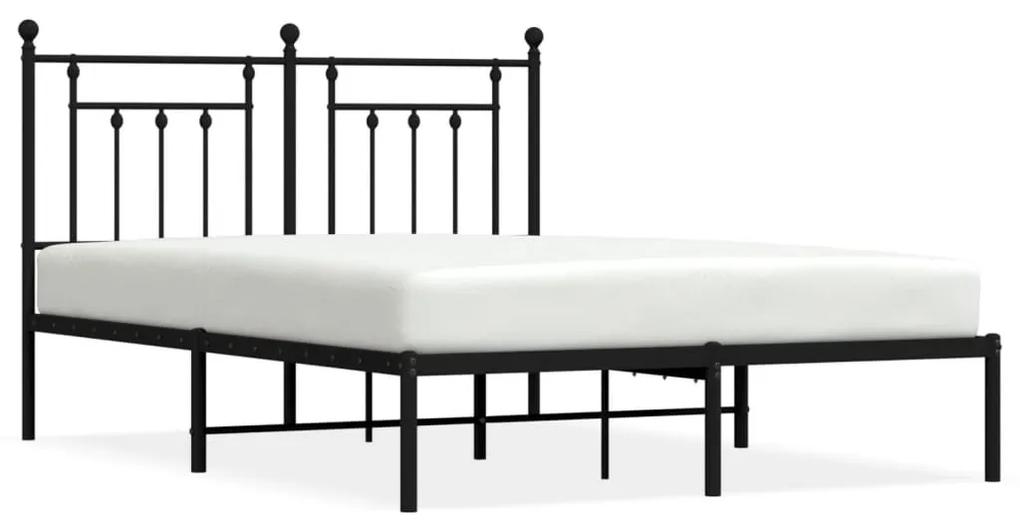 353539 vidaXL Cadru de pat metalic cu tăblie, negru, 150x200 cm