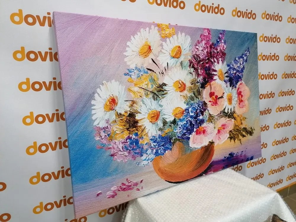 Tablou pictură în ulei cu flori de vară