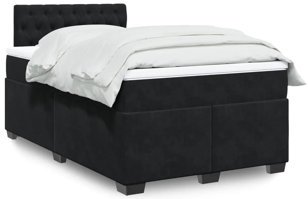vidaXL Pat box spring cu saltea, negru, 120x200 cm, catifea