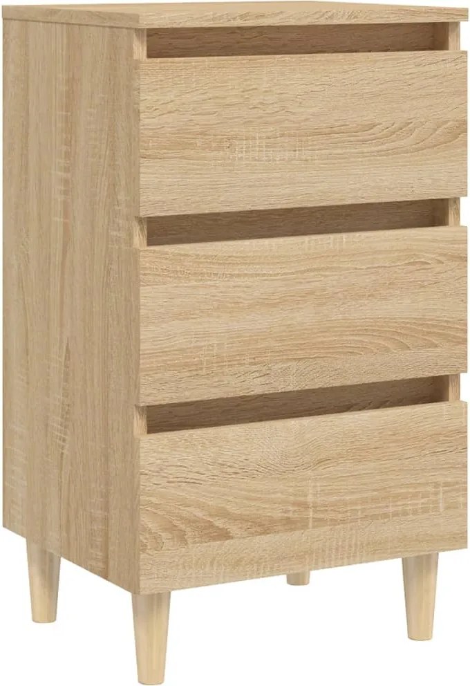 vidaXL Noptieră & picioare lemn masiv, stejar Sonoma, 40x35x69 cm