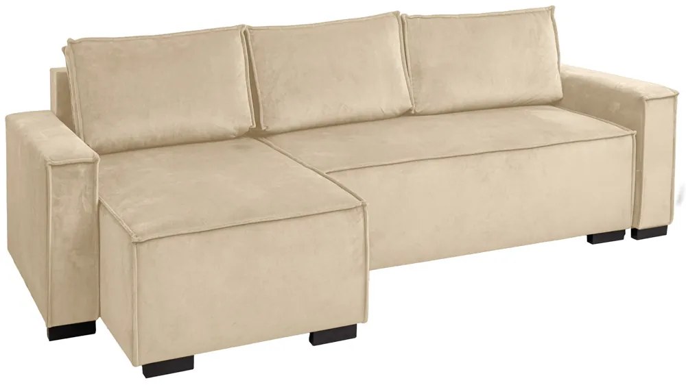 Canapea extensibila cu colt bilateral SMART VELVET, crem