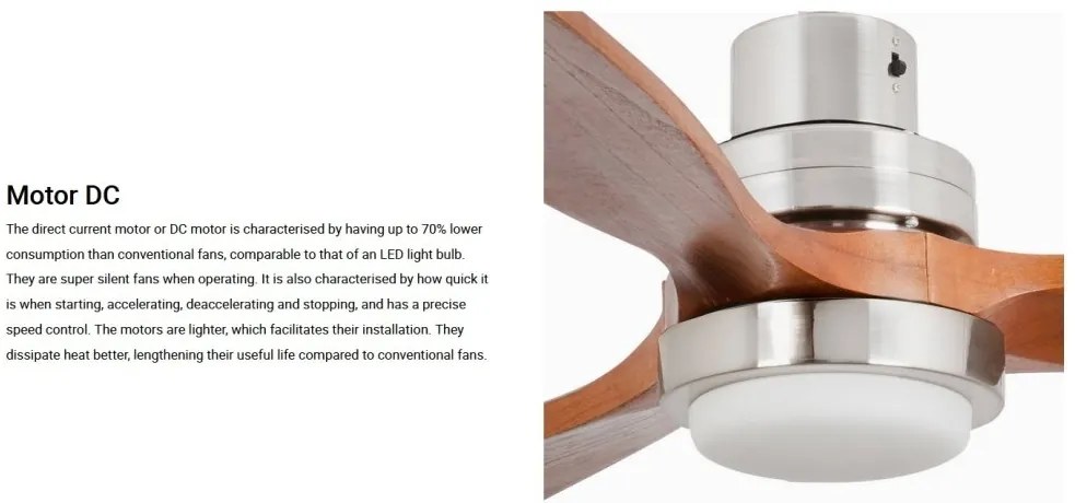 Lustra cu Ventilator si telecomanda LANTAU L LED nickel/ lemn maro