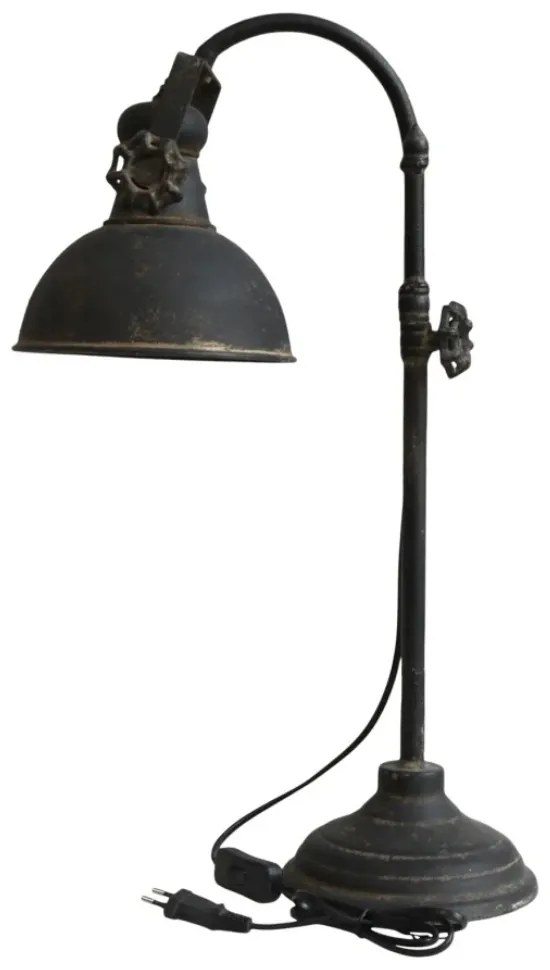 Lampă de birou din metal, finisaj negru antichizat, H53 cm, Factory