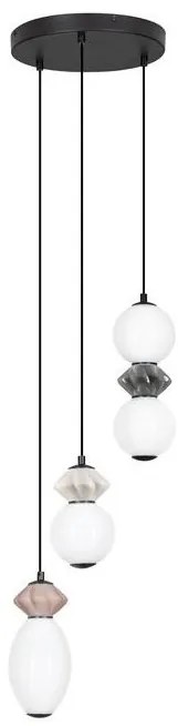 Lustra LED suspendata decorativa ceramica mocha, gri, alb, PALLINA 3L