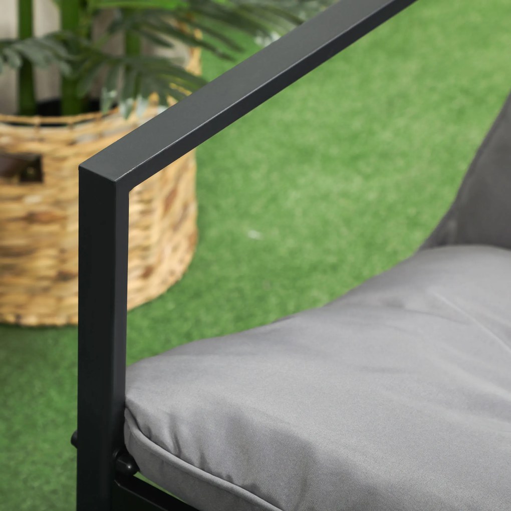Outsunny Set de mobilier de grădină 4 piese 4 persoane cu canapea pentru 2 persoane, 2 fotolii și masă de cafea gri | Aosom Romania