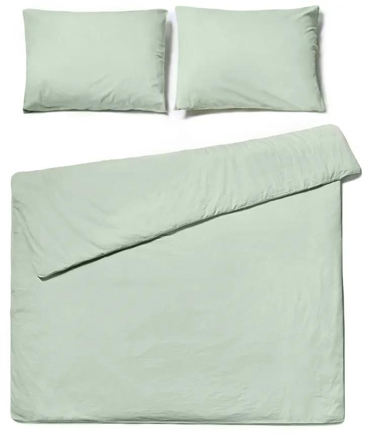 Lenjerie pentru pat dublu din bumbac stonewashed Bonami Selection, 160 x 200 cm, verde salvie