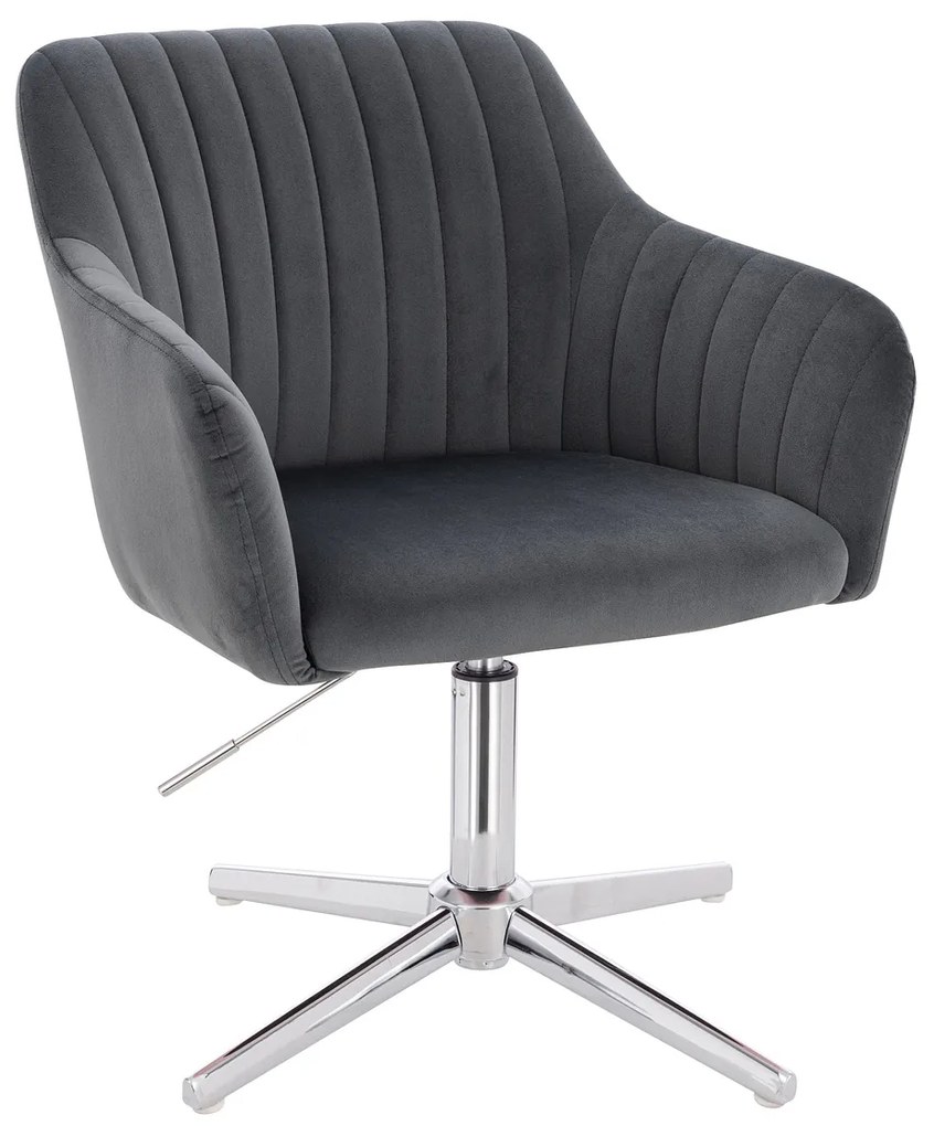 HR190CROSS Scaun Grafit din Catifea cu Bază Cromata