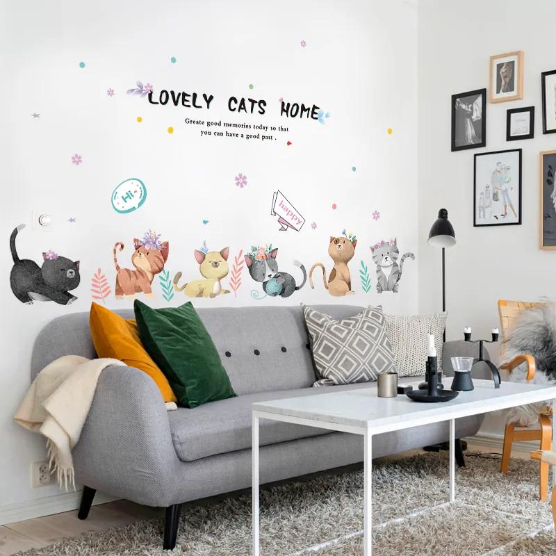 Autocolant de perete „Pisici” 50x135 cm