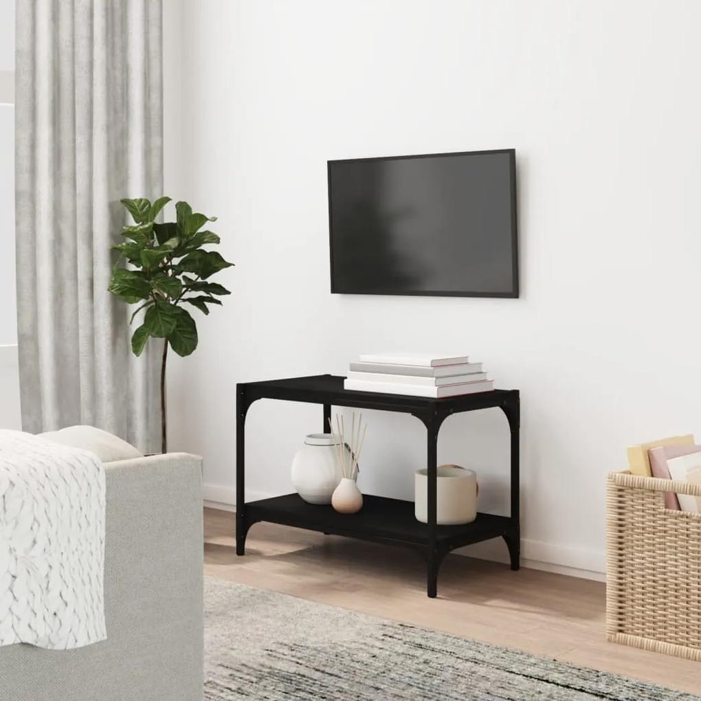 Comoda TV, negru, 60x33x41 cm, lemn prelucrat si otel
