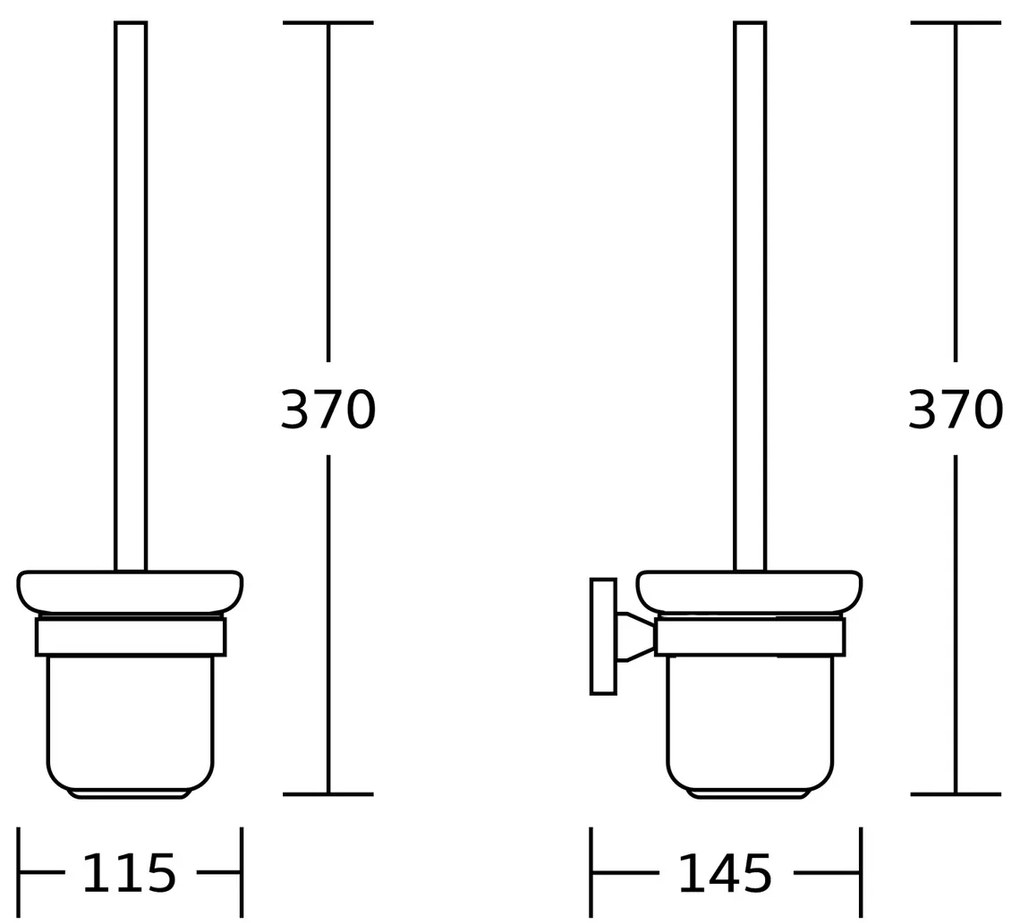 Perie WC AQUALINE SB208 Samba, de perete, alb lăptos, negru