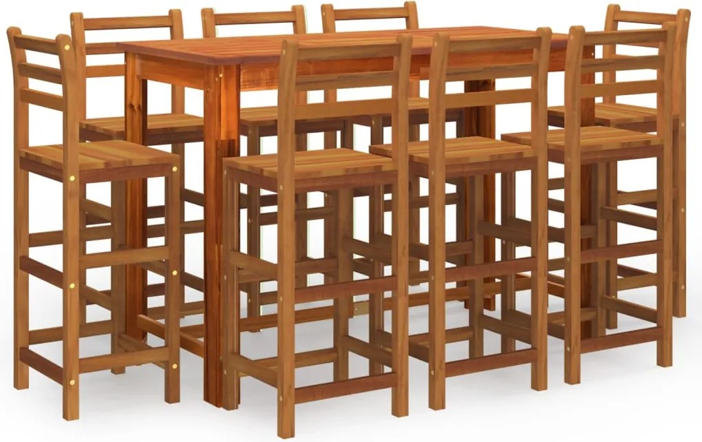 vidaXL Set bar de grădină, 9 piese, lemn masiv de acacia