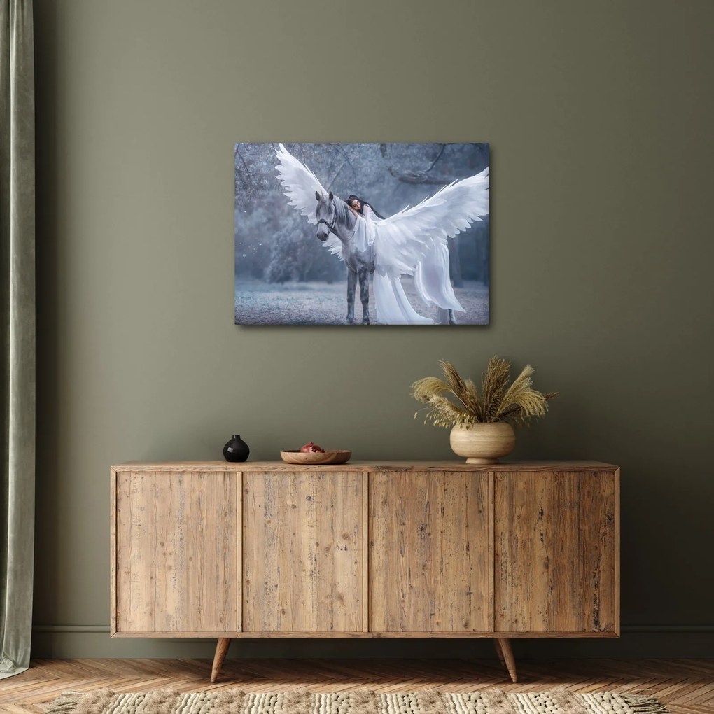 Tablou - Fata și unicorn (70x50 cm)