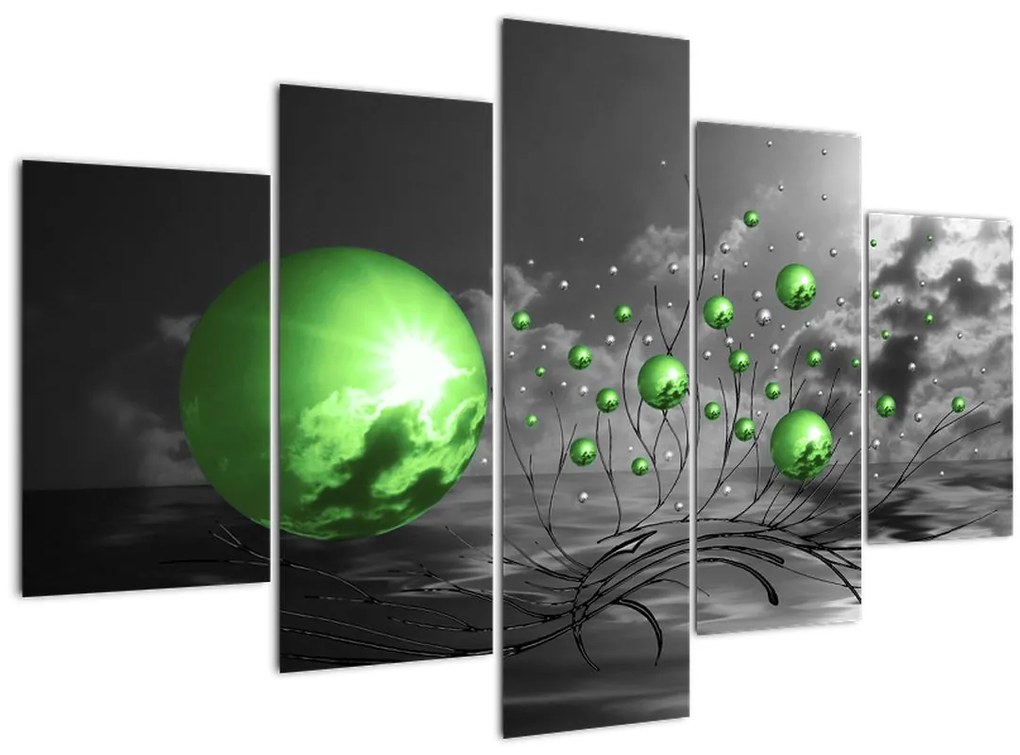 Tabloul bilelor verzi abstracte (150x105 cm)