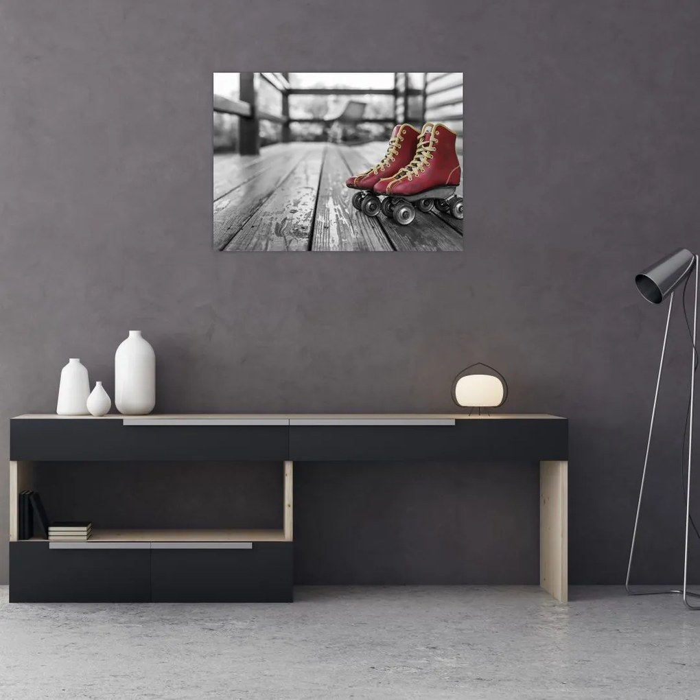 Tablou cu pantofi cu role vechi roșii (70x50 cm)