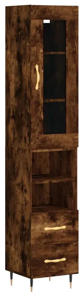 3199286 vidaXL Dulap înalt, stejar fumuriu, 34,5x34x180 cm, lemn prelucrat