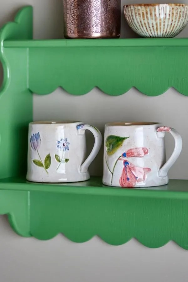 Set de 2 cani din ceramică lucrate manual, multicolor, Ø10cm, "Camilla"