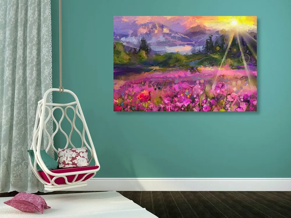 Tablou pictură în ulei peisajul colorat