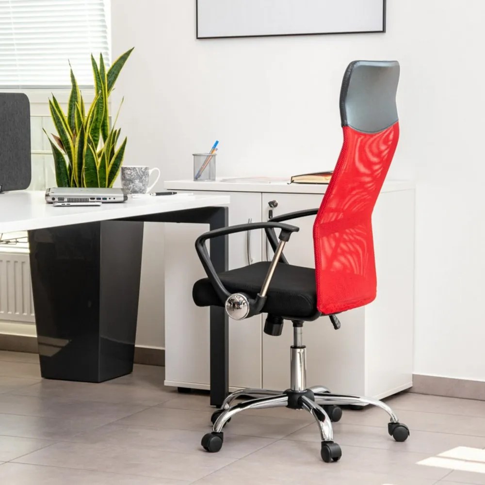 Scaun rotativ Lincoln negru-roșu