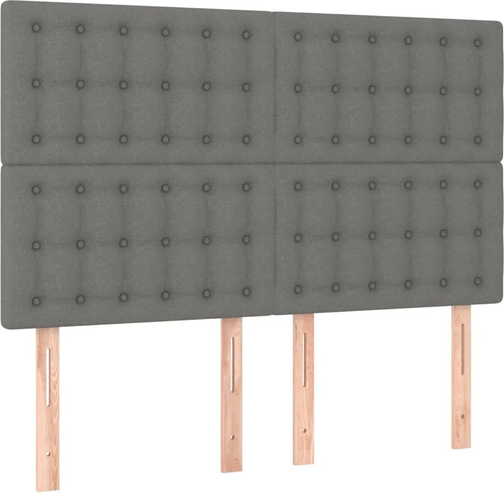 vidaXL Tăblie de pat gri închis 144x5x118/128 cm, material textil